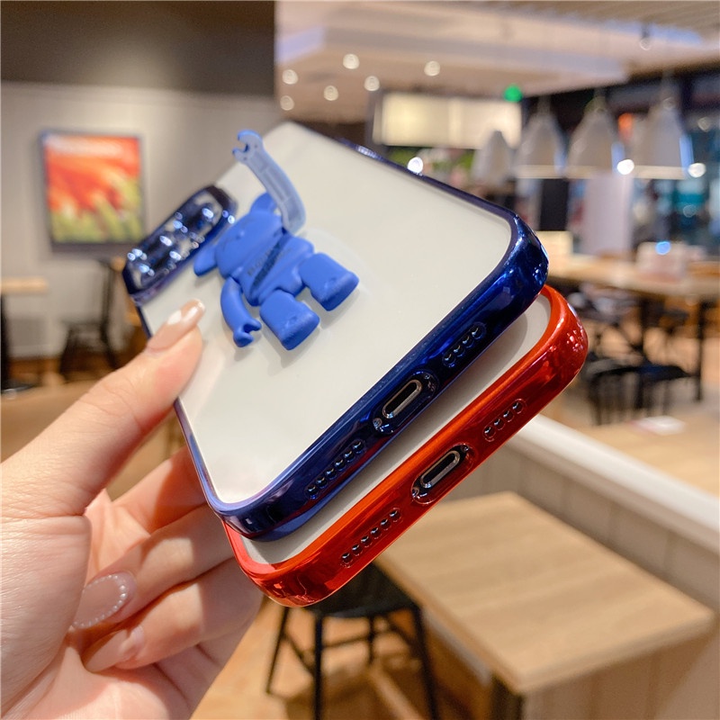 Ốp Điện Thoại Trong Suốt Chống Sốc In Hình Gấu Kèm Giá Đỡ Cho for i-phone11 12 13PROMAX X XS XR XSMAX i-phone7 8PLUS