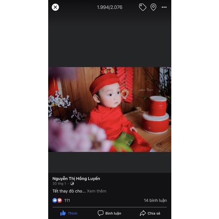 Áo dài lụa đỏ cho bé