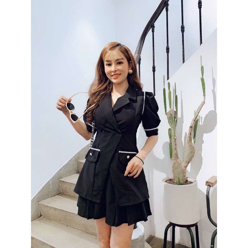 Bộ vest thanh lịch kèm chân váy xếp li Dưa Gang Store SVT01 chính hãng | BigBuy360 - bigbuy360.vn