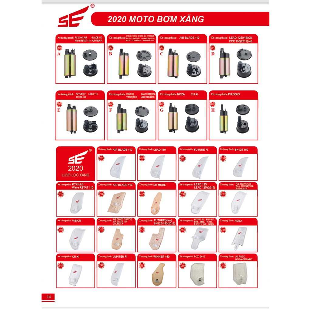 Lưới lọc xăng xe máy Future Mới, SH 125cc-150cc năm 2012 thương hiệu SE