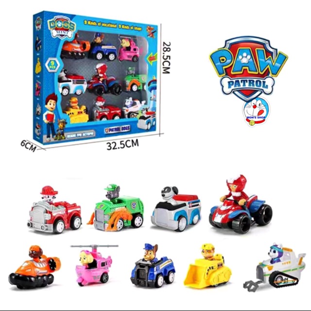 Bộ đồ chơi mô hình 9 nhân vật chú chó cứu hộ Paw Patrol chạy trớn