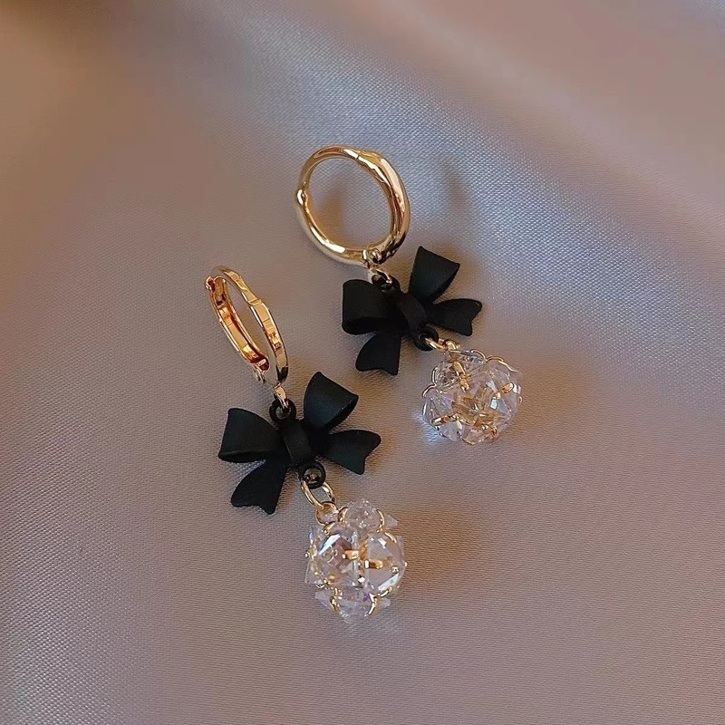 Khuyên tai mặt nơ đính đá zircon thời trang thanh lịch cho nữ