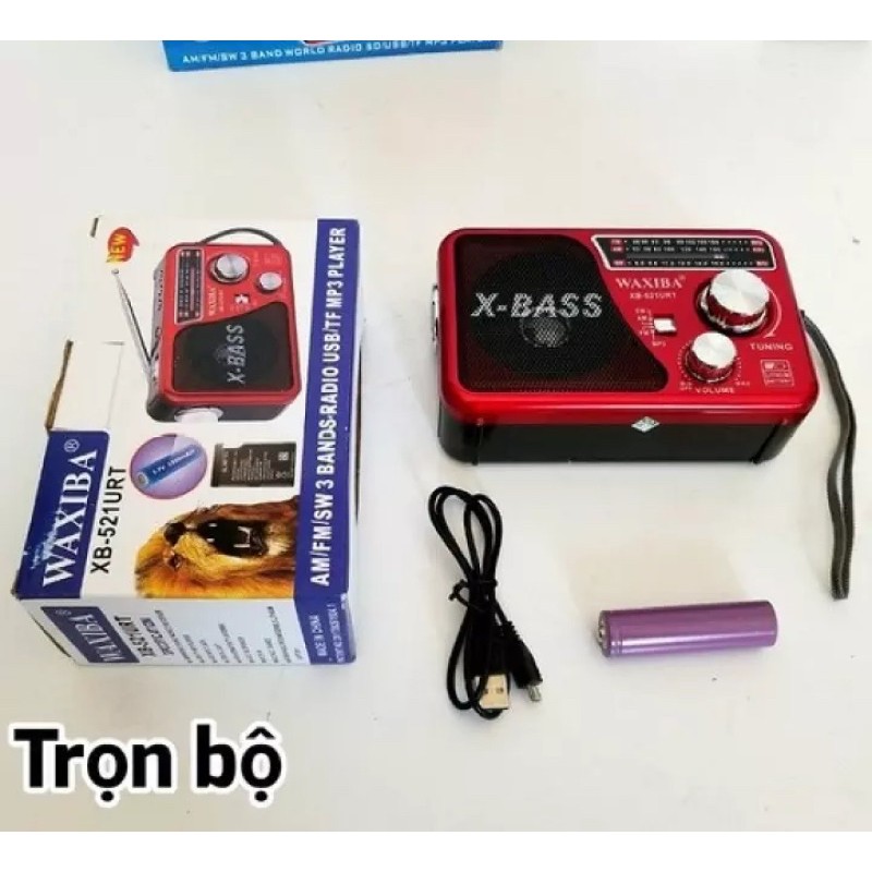 Đài Radio FM  WAXIBA  XB 521URT- có hỗ trợ thẻ nhớ và USB-đèn pin Siêu sáng-BH 6Tháng