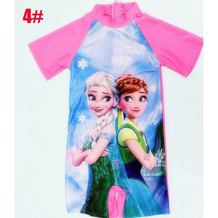 Đồ bơi liền thân tay ngắn in hình hoạt hình dễ thương cho bé gái