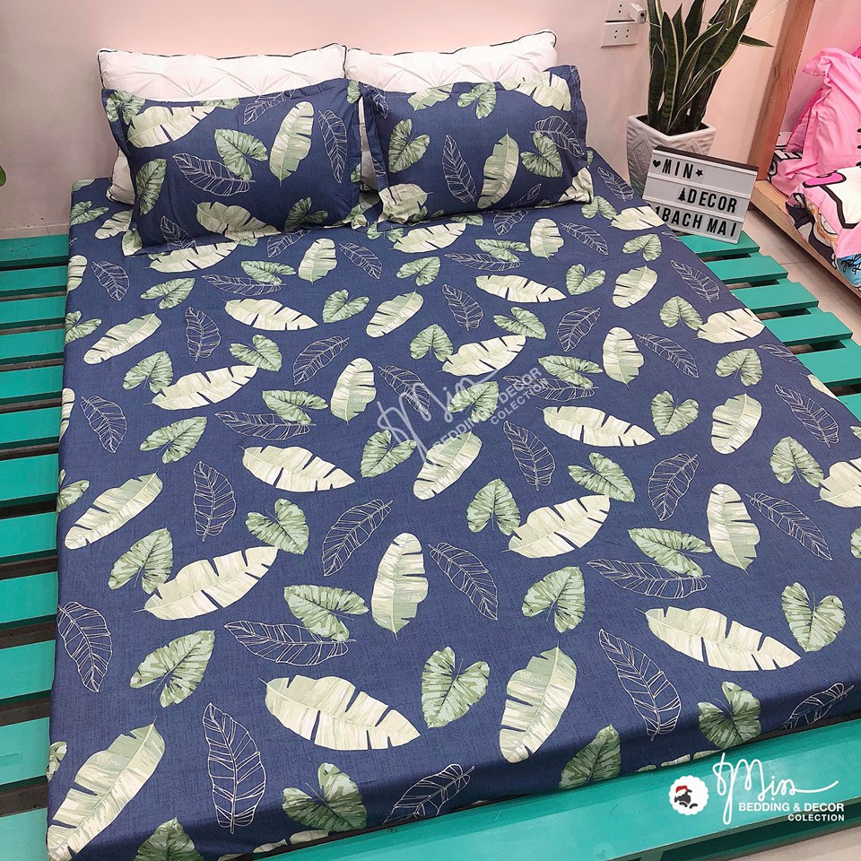 Drap + 2 Vỏ Gối  - Cotton 3D Lá Chuối (Kèm Ảnh Thật)