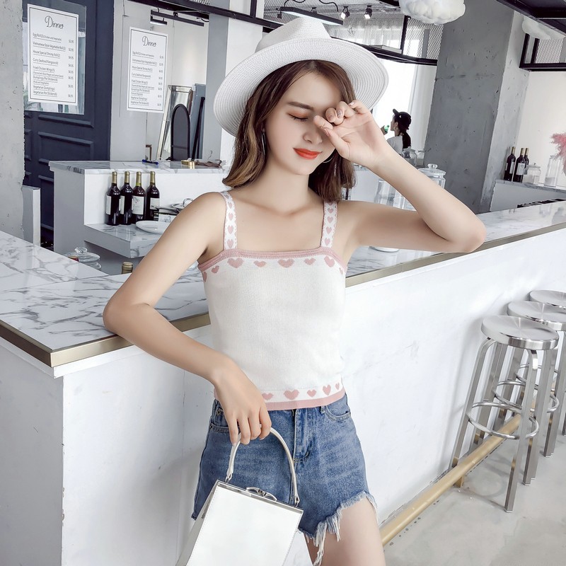 Women summer knitted tank top strap off shoulder sexy vest sleeveless shirt | BigBuy360 - bigbuy360.vn