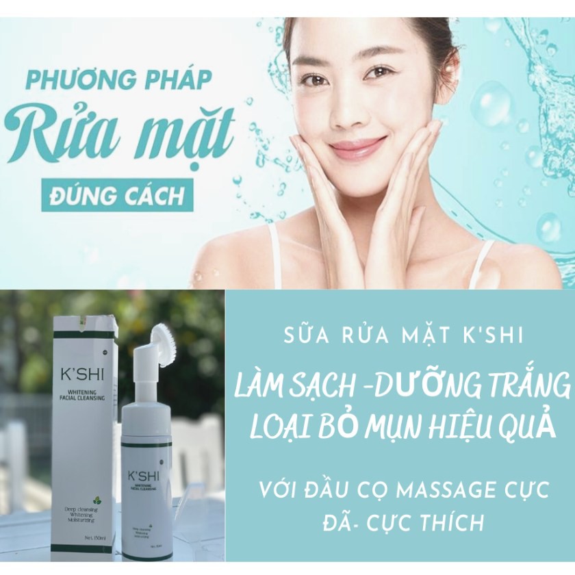 [Hàn Quốc] Sữa Rửa Mặt Trắng Da Ngừa Mụn Có Đầu Cọ Tạo Bọt K’shi Whitening Facial Cleansing kshi 150ml