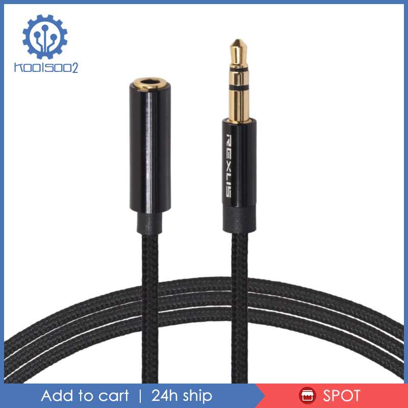 Dây Cáp Nối Dài Tai Nghe 3.5mm Male Sang Female Aux Màu Đen 0.5M Koolsoo2