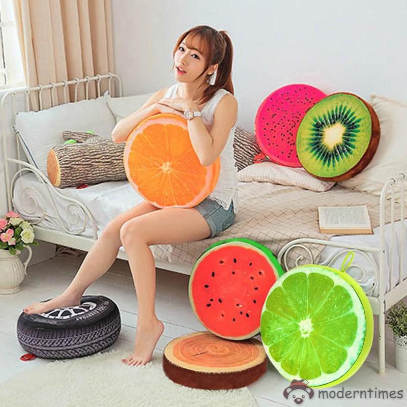 🌱Puppy&Kitty🌱Gối tròn trái cây 3D trang trí ghế dài