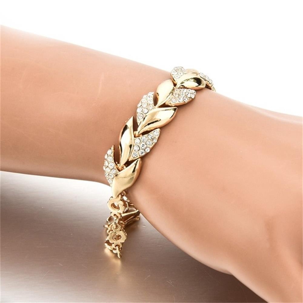 Vòng Tay Dây Bện Mạ Vàng 18k Mặt Hình Chiếc Lá Thời Trang Cho Nữ