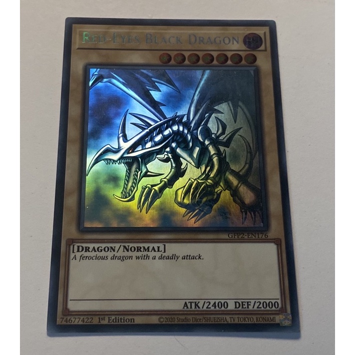 Thẻ bài yugioh red eyes black dragon ghost rare gfp2