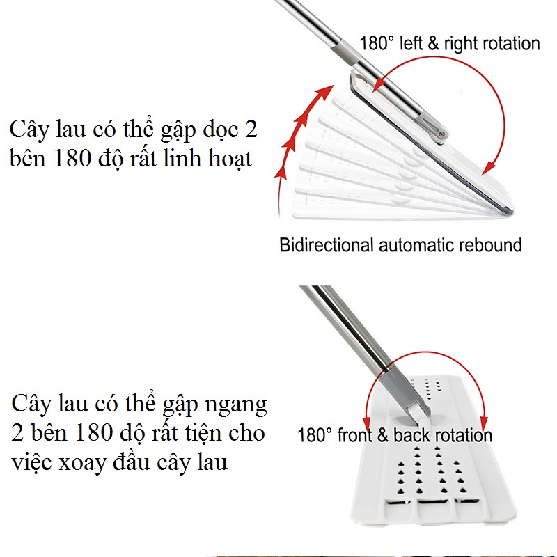 Cây lau nhà tự vắt thông minh 360 độ chính hãng TAKORA, Bộ chỗi lau nhà 2 ngăn đa năng cao cấp