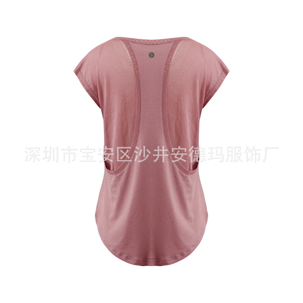 Áo Thun Tay Ngắn Cổ Tròn Dáng Rộng Nhanh Khô Màu Trơn Thời Trang Cho Nữ Lưng