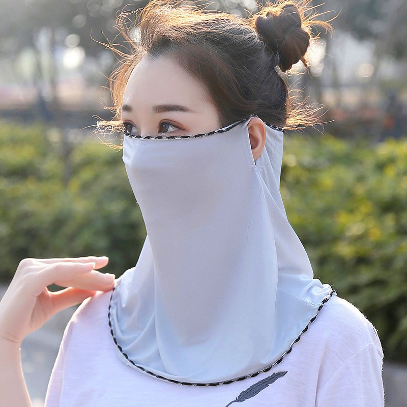 Factory direct sale ice silk mask summer sunscreen artifact sunshade full face mask riding outdoor silk scarf bib women