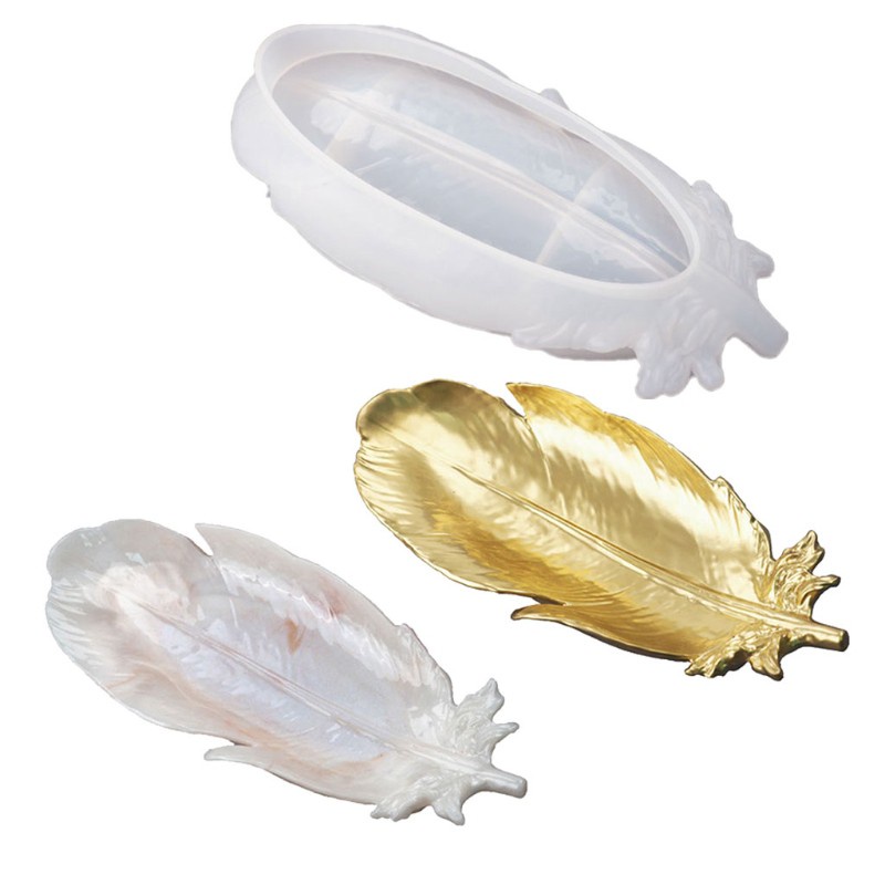 Khuôn Silicone Làm Đĩa Nhựa Epoxy Resin Hình Lông Vũ Diy Trang Trí Nhà Cửa