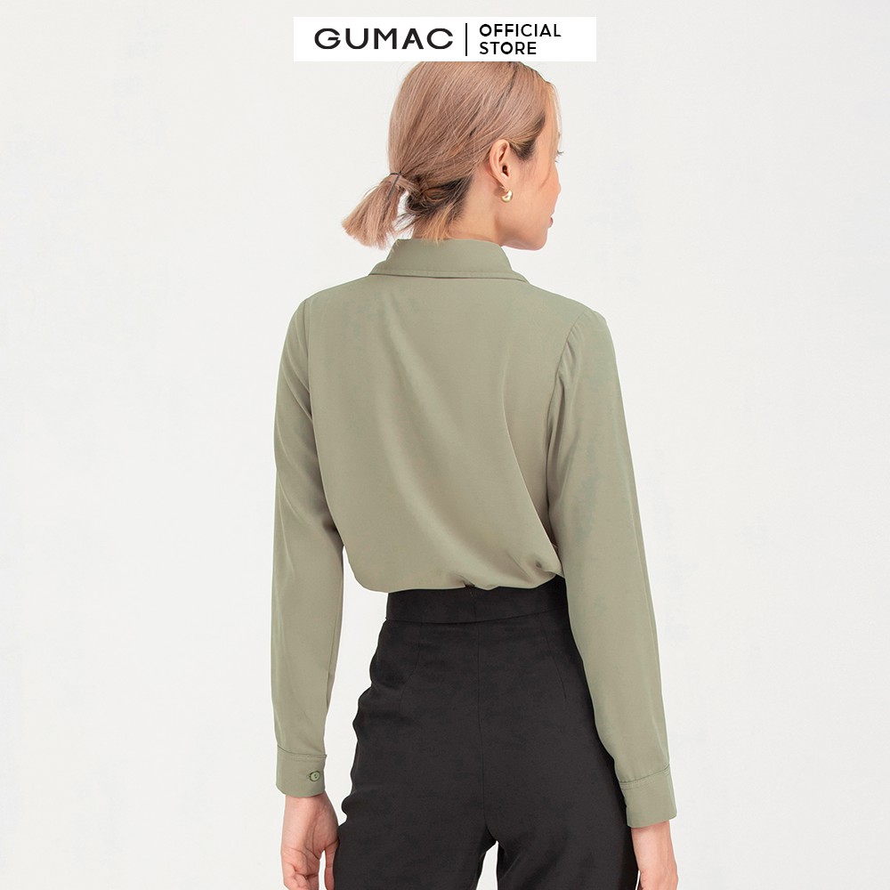 Áo sơ mi nữ GUMAC cơ bản chất liệu lụa mango giấu nút AB709 | BigBuy360 - bigbuy360.vn
