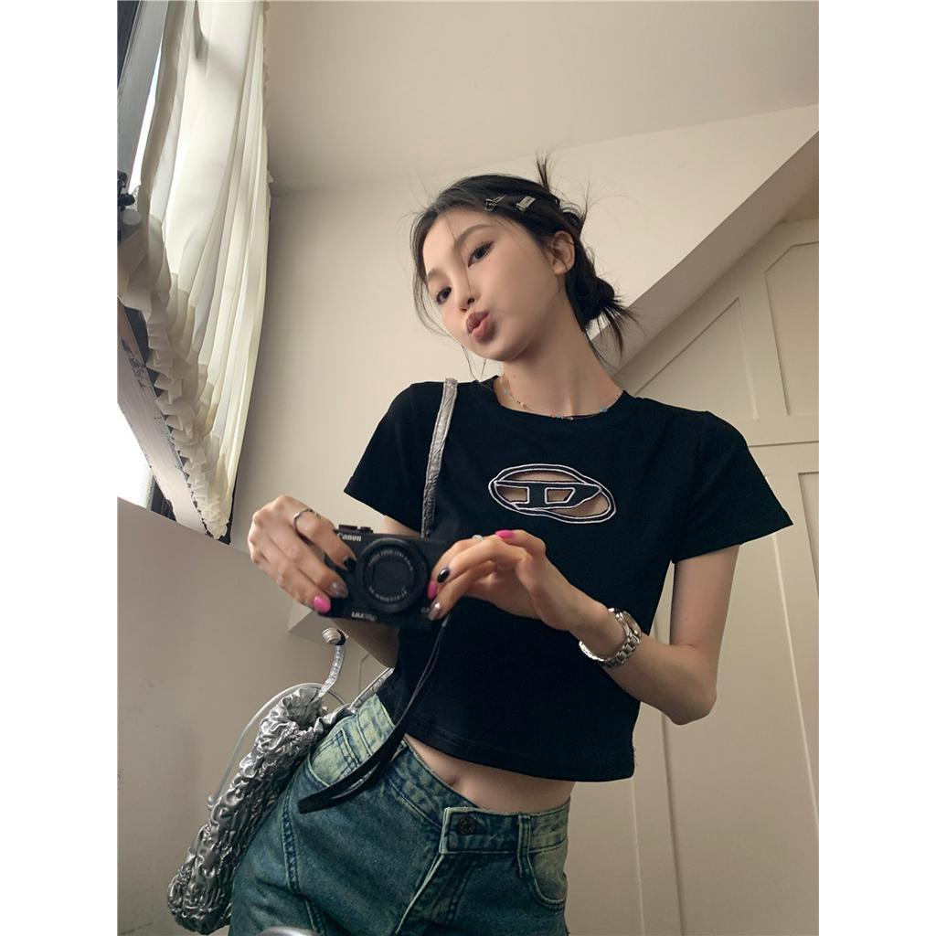 Áo Thun Cotton Đen Ngắn Tay Dáng Ôm Thời Trang 62207