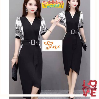 Đầm Phối Voan Họa Tiết Kèm Bell MSP280 - Váy Lụa Voan Công Sở Tay Ngắn Phối Sang Trọng Cho Nàng Văn Phòng