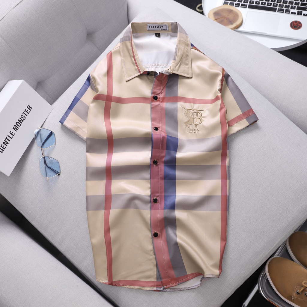 Áo sơ mi nam đen trắng tay ngắn in chữ hiệu 3D mẫu mới giá rẻ vải mặc mát cao cấp