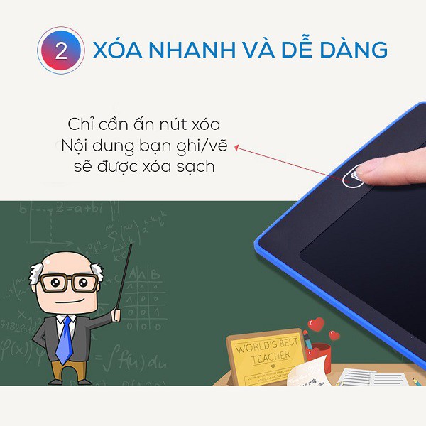 Bảng viết, bảng vẽ điện tử màn hình lcd đa sắc 8.5 inch tự xóa thông minh model 2019 |tặng kèm bút cảm ứng