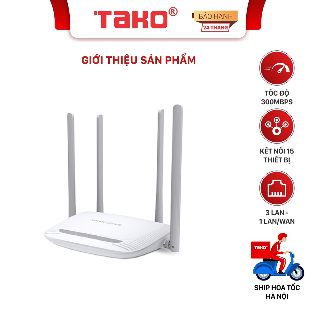 Bộ phát wifi Mercusys MW301R chuẩn N tốc độ 300Mbps. Chính hãng, BH 24 tháng