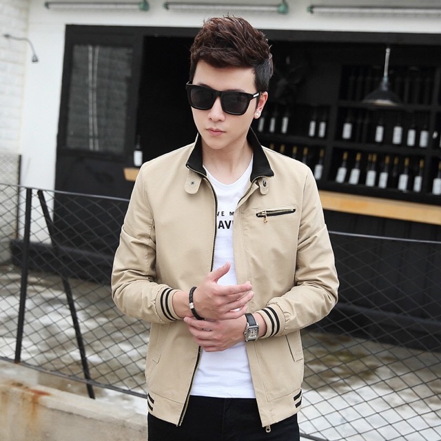 Áo khoác kaki nam kéo khoá ngực 3 màu thời trang | BigBuy360 - bigbuy360.vn