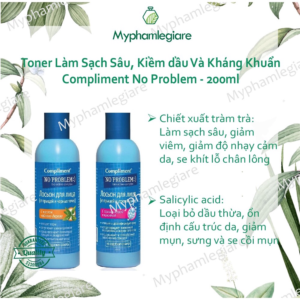 Toner Compliment No Problem làm sạch sâu, kiềm dầu, giảm viêm, giảm mụn