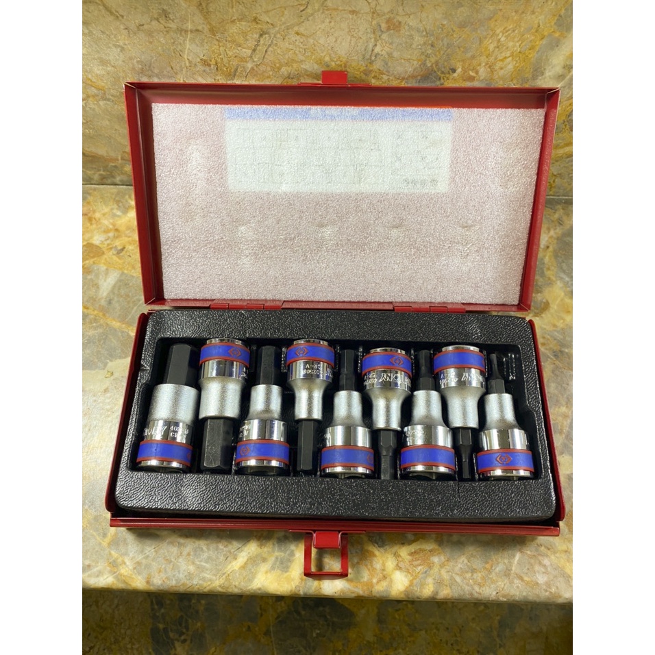 Bộ đầu tuýp lục giác 9 chi tiết Kingtony 1/2 chính hãng