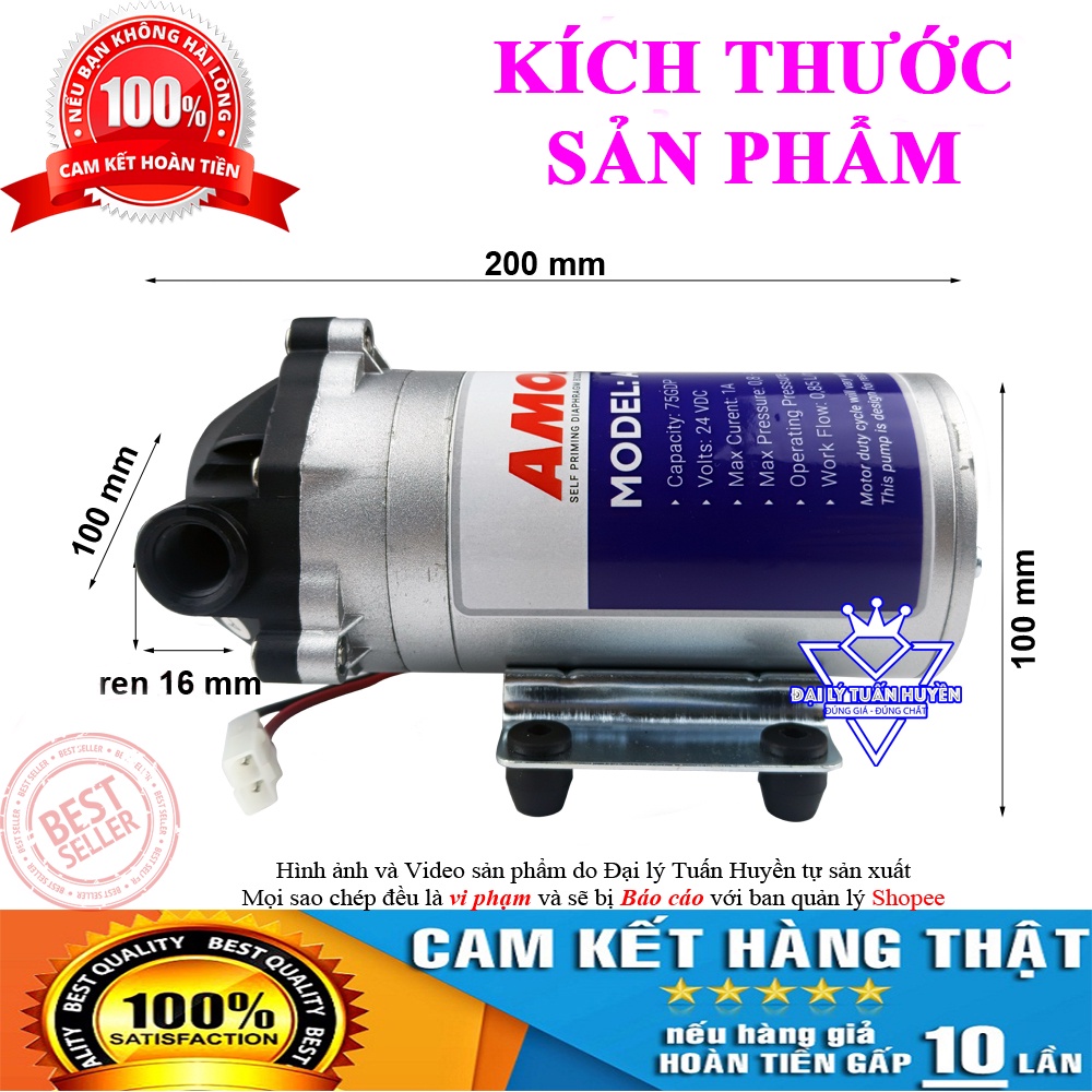 Bơm tăng áp 24v Amoa – Hút đẩy siêu khỏe - dùng cho máy lọc nước RO và dàn phun sương