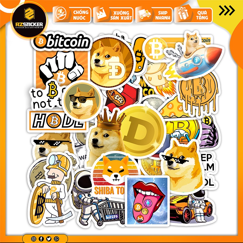 Sticker Bitcoin | Sticker dán Laptop cắt sẵn từng hình dễ dán tại nhà