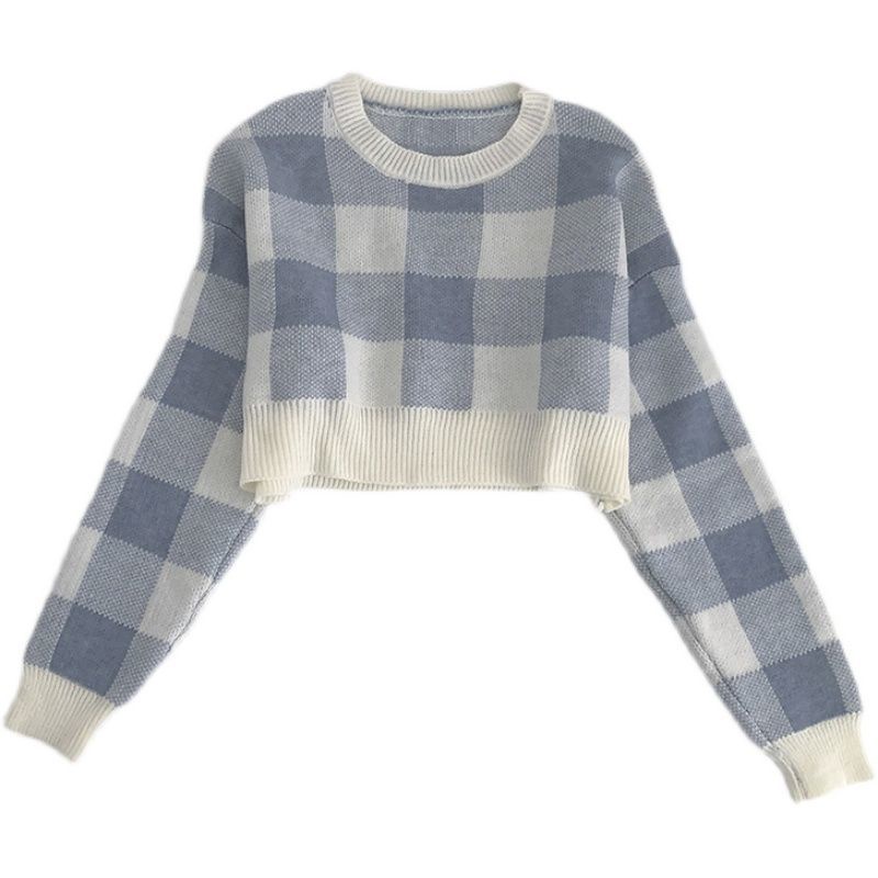 Áo Len Tay Dài Cổ Tròn Họa Tiết Kẻ Sọc Màu Sắc Thời Trang Mùa Thu Phong Cách Hàn Quốc Cho Nữ