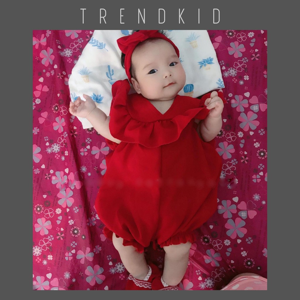 Bộ đồ jumpsuit cho bé gái trẻ sơ sinh màu đỏ BABYWANT