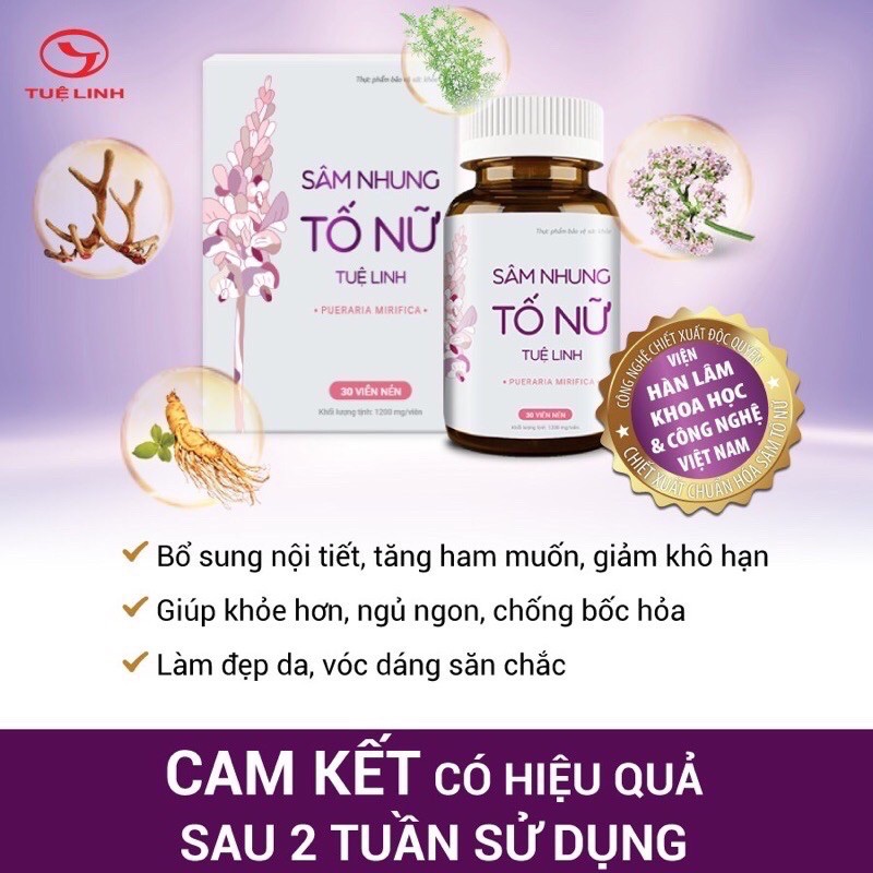 Sâm nhung tố nữ Tuệ Linh Hộp 30 viên giúp tăng cường nội tiết tố nữ