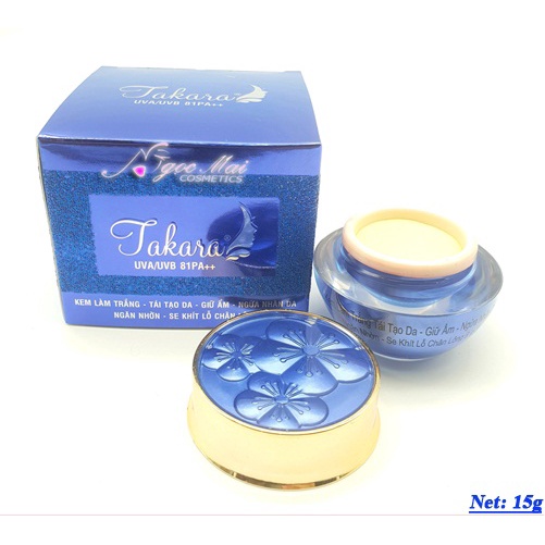 Kem trắng da TAKARA 8in1 Tái tạo da, Giữ ẩm, Ngừa nhăn da, Ngăn nhờn, Se khít lỗ chân lông 15g + Tặng sữa rửa mặt TAKARA