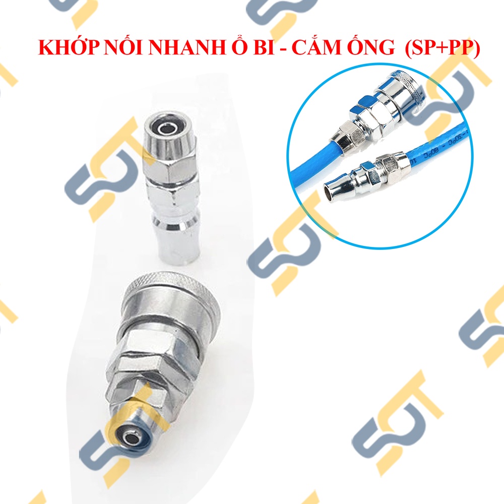 [KHỚP NỐI Ổ BI] Khớp SP PP cắm trong ống 8 10 12 mm nối nhanh TRỤC ổ bi lắp DÂY hơi - khí nén (Quick air adaptor)