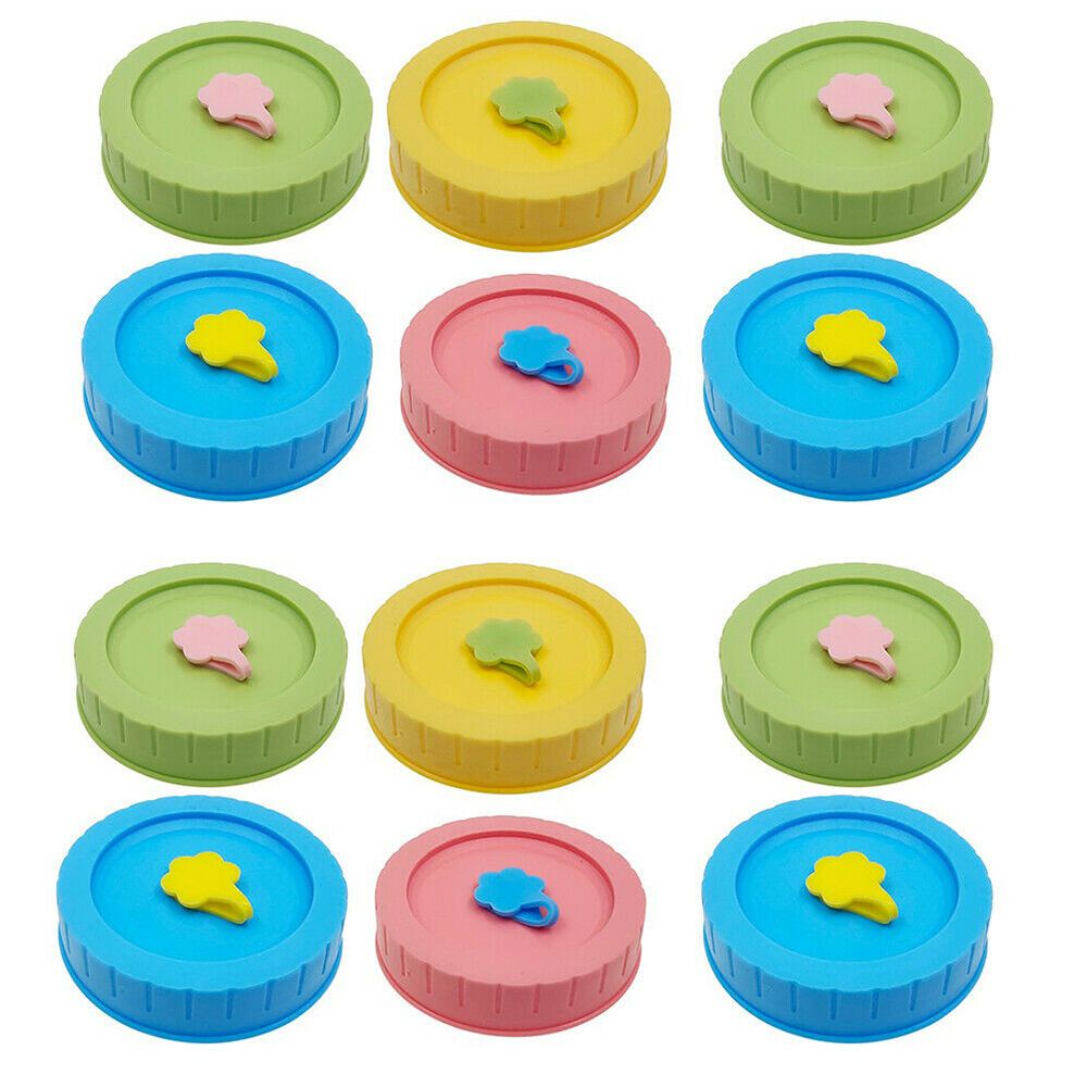 Set 1/4 Nắp Nhựa Có Lỗ Kèm Ống Hút Đậy Hũ Đựng Thực Phẩm Chống Rò Rỉ Dễ Thương