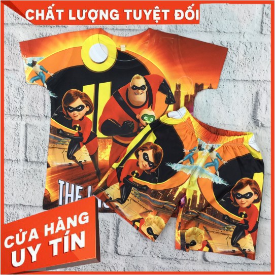 [FREE SHIP] Quần áo trẻ em [ HỖ TRỢ ĐỔI SIZE ] in hình GIA ĐÌNH SIÊU NHÂN màu đỏ cam [RẺ ĐẸP]