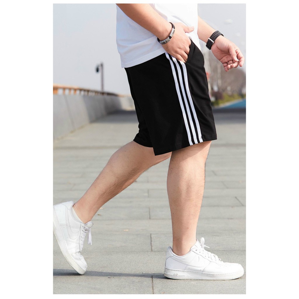 &lt;FREE SHIP&gt; Quần short nam nữ 3 sọc vải nỉ dày dặn (s.3s)