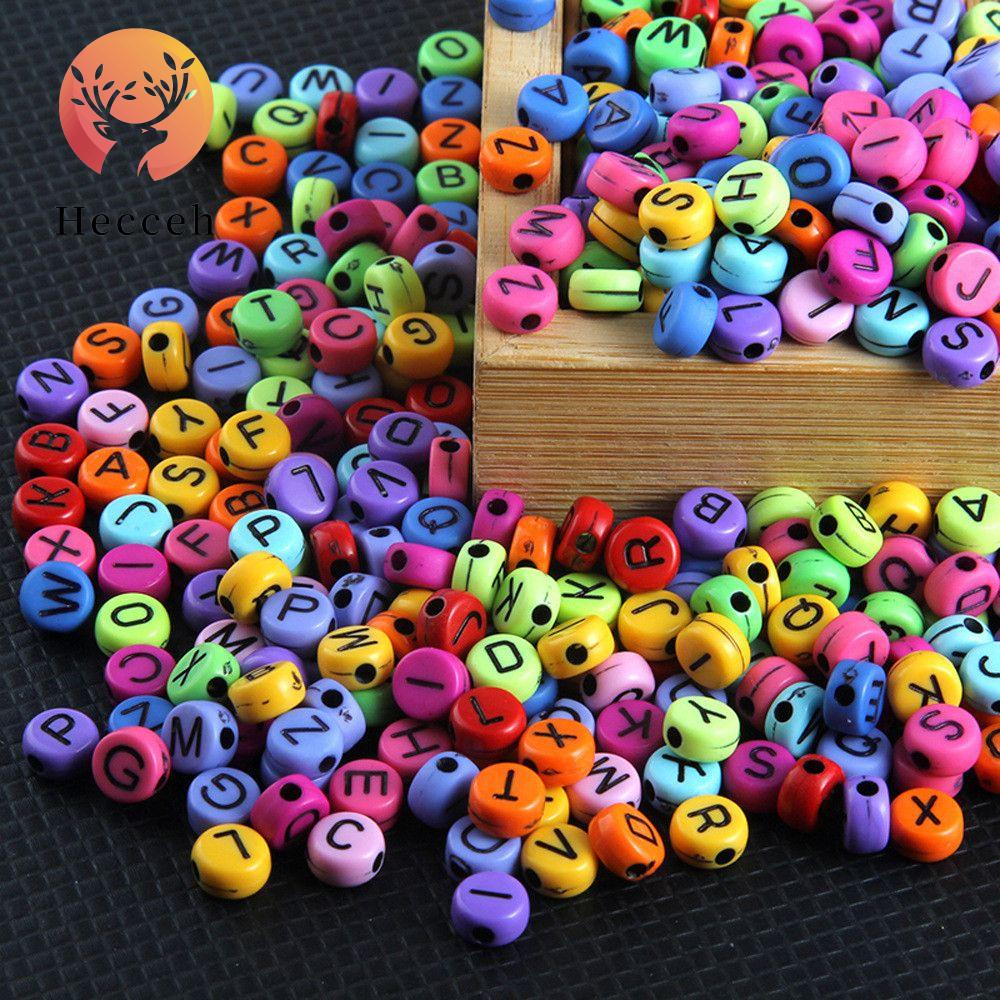 Set 100 Hạt Chữ Cái Xỏ Lỗ Nhiều Màu Sắc Dùng Để Làm Đồ Trang Sức Thủ Công