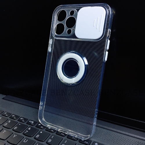 Ốp iPhone  trong suốt TPU tích hợp chân đế hình nhẫn dựng điện thoại kèm thẻ trượt bảo vệ camera