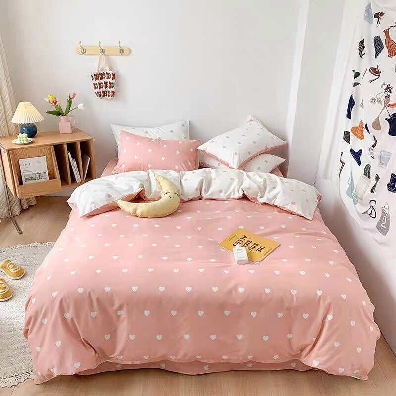 Bộ Chăn Ga Gối Cotton 2 Mặt Phong Cách Hàn Quốc