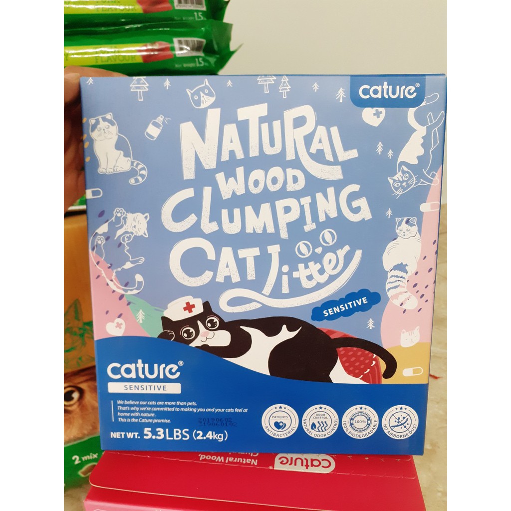 Cát gỗ Cature- Cát vệ sinh cho mèo- Gỗ tự nhiên 2,4 kg