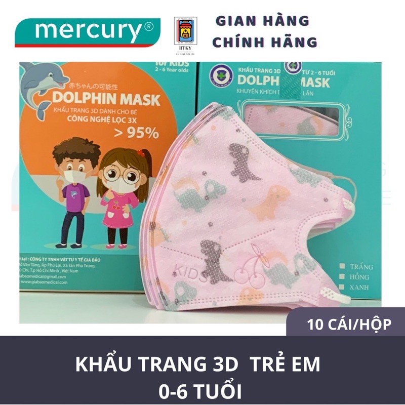 Khẩu trang 3D DOLPHIN MASK hoạ tiết khủng long dễ thương - DÀNH CHO BÉ TỪ 6 TUỔI TRỞ XUỐNG | BigBuy360 - bigbuy360.vn