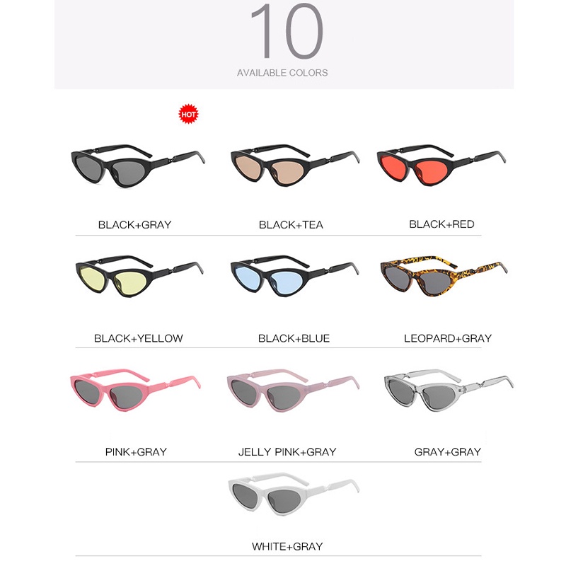 (YUZHU) Kính Mát Gọng Nhỏ Xoắn Mắt Mèo Thiết Kế Thời Trang Phương Tây Hip Hop