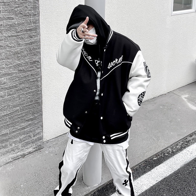 Áo khoác bomber jacket varsity nam nữ Harley Davidson màu xanh lá trần bông trần trám