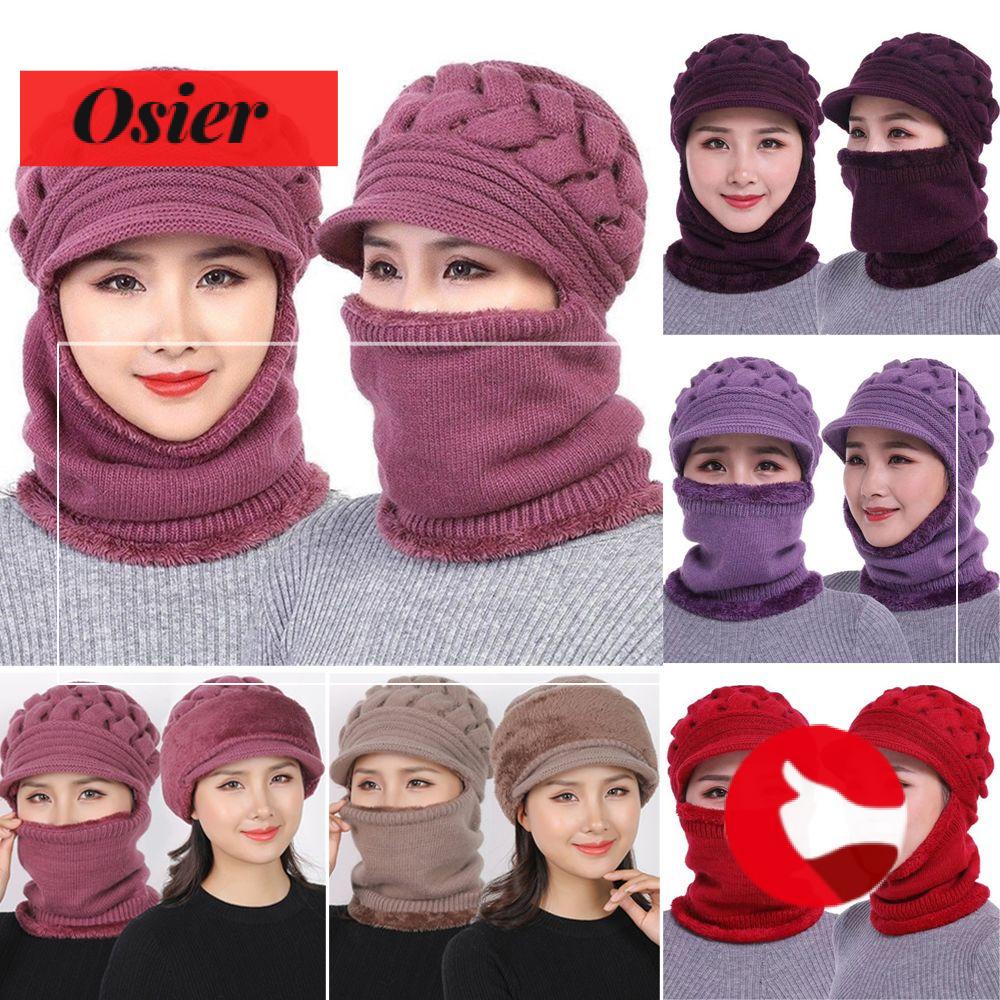 Mũ may liền khăn quàng cổ chất liệu nhung len dày dặn giữ ấm chống gió khi ra ngoài trời