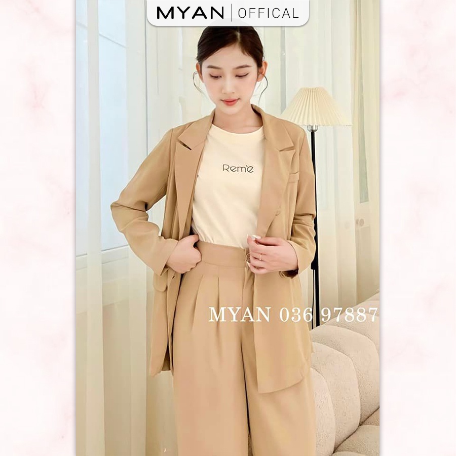 Quần Ống Suông Nữ MYAN Thiết Kế Phong Cách Công Sở Màu Trơn Xanh, Nâu, Đen QVN072201