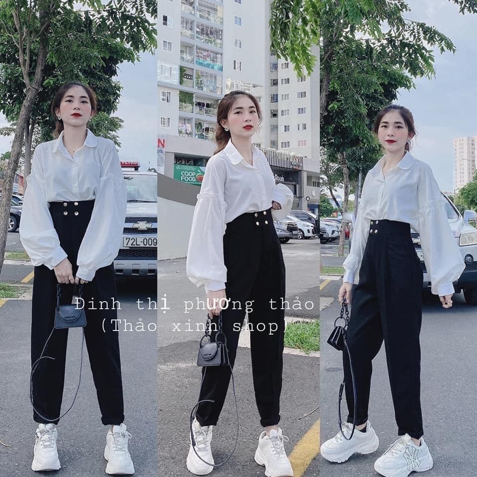 Quần vải 4 khuy bấm 001 ( kèm ảnh thật )