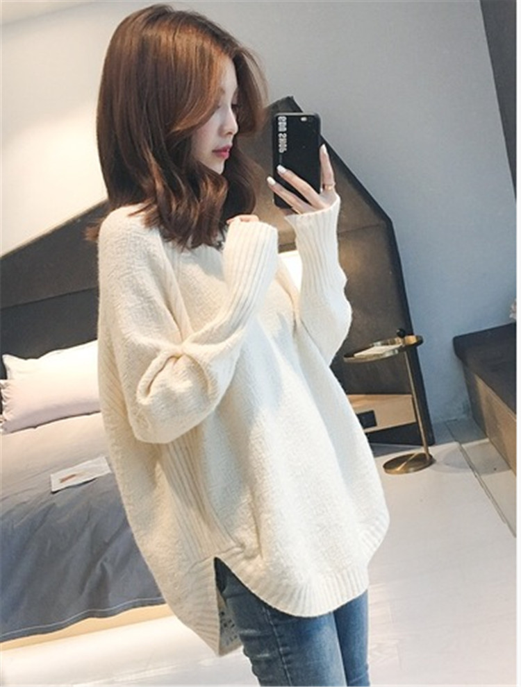 Fashion Lazy Style Loose Knit Pullover Top Women All-match Long Sleeved V-neck Sweater | BigBuy360 - bigbuy360.vn