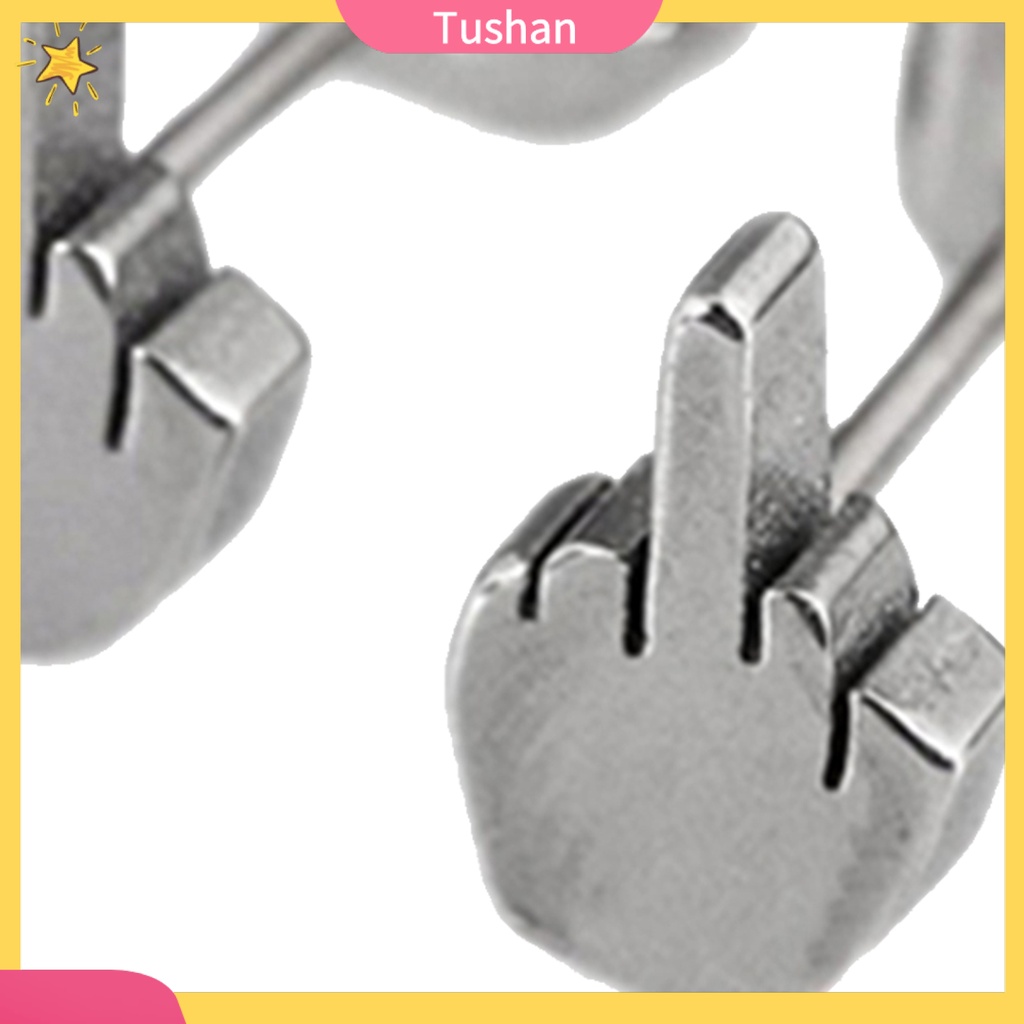 Khuyên tai hình bàn tay giơ ngón độc đáo bằng thép không gỉ cá tính cho nam